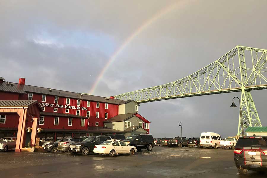 rainbow over cannery pier